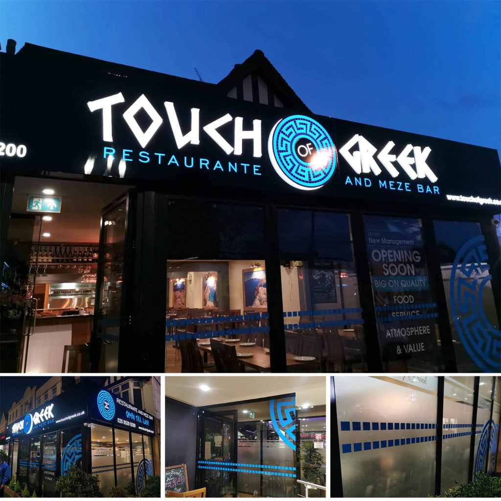 Touch Of Greek 3D Illuminated Sign White & Blue