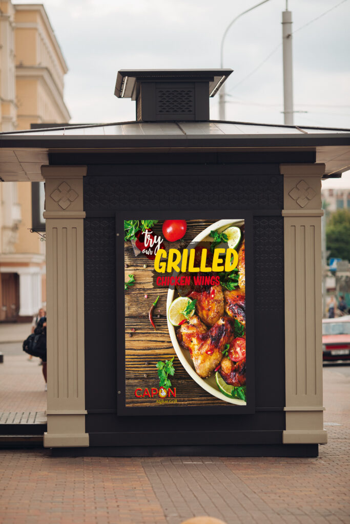 Large shield for outdoor advertising, installed along highways, streets and crowded place